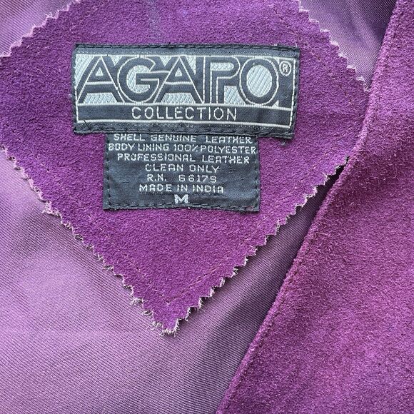 Agapo Womens Grape Purple Suede Leather Medium Chic Minimal 90s Vintage Vest - Picture 5 of 10